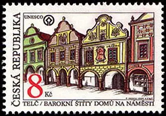 Piękno Ojczyzny
Barokowe szczyty domów z arkadami na placu w Telč