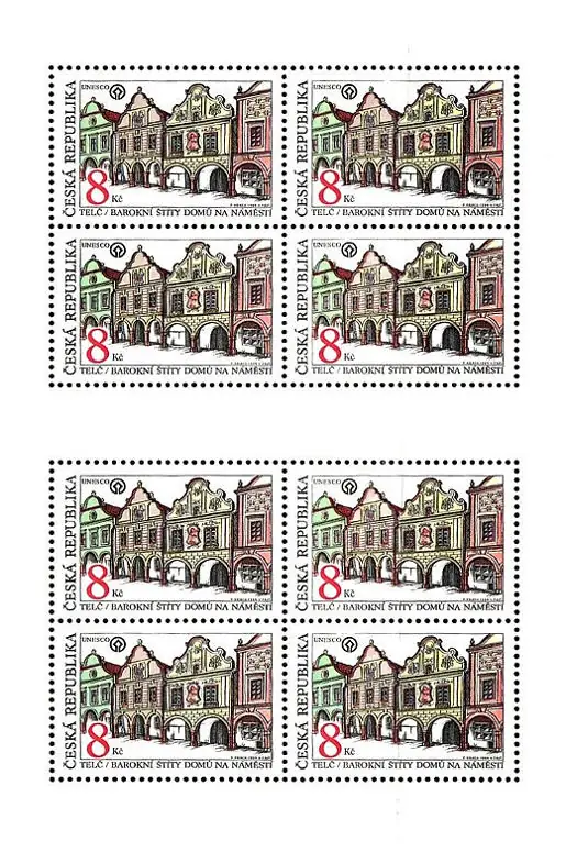 Piękno Ojczyzny Barokowe szczyty domów z arkadami na placu w Telč