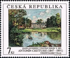 Sztuka - A. Chittussi: Pejzaż z zamkiem w Chantilly, 1883