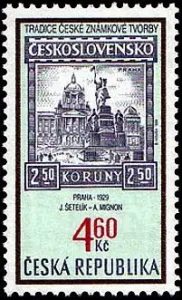 Czeska tradycja produkcji znaczków Praga, Pomnik św. Wacława, znaczek Jaroslava Šetelika