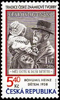 Czeska tradycja produkcji znaczków
Znaczek Bohumila Heinza dla dzieci z 1938 r.