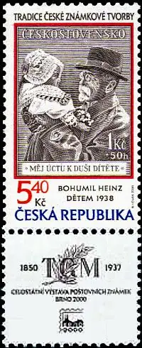 Czeska tradycja produkcji znaczków
Znaczek Bohumila Heinza dla dzieci z 1938 r. (Miechel 390)