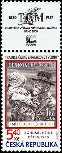 Czeska tradycja produkcji znaczków
Znaczek Bohumila Heinza dla dzieci z 1938 r. (Miechel 390)